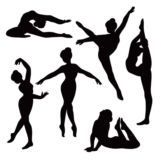 Ilustración de silueta de gimnasta de diseño plano