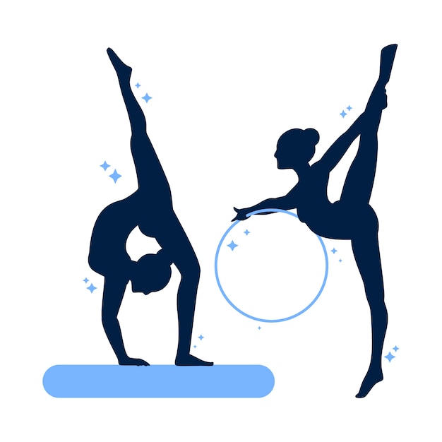 Ilustración de silueta de gimnasta de diseño plano