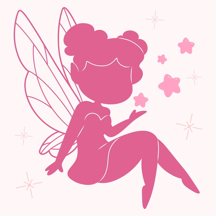 Vector gratuito ilustración de silueta de hada de diseño plano