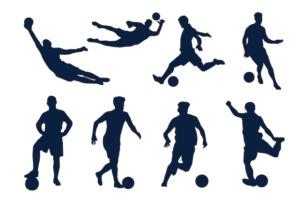 Ilustración de silueta de jugador de fútbol de diseño plano