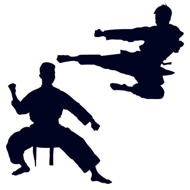 Ilustración de silueta de karate dibujada a mano