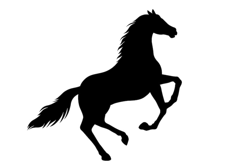 Vector gratuito ilustración de silueta monocromática del caballo de salto vectorial aislada sobre un fondo blanco