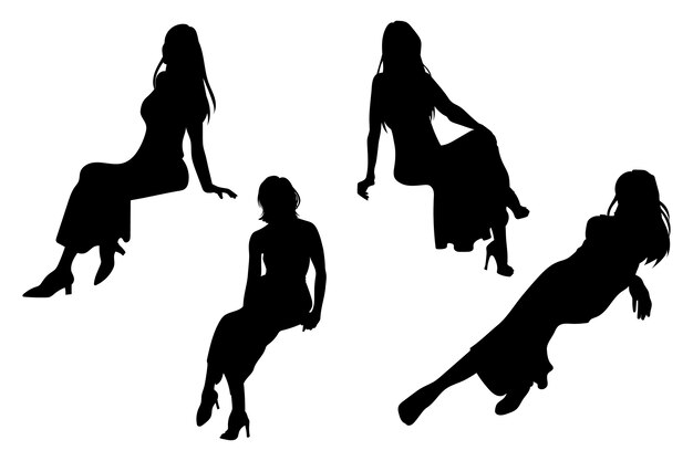 Ilustración de silueta de mujer dibujada a mano