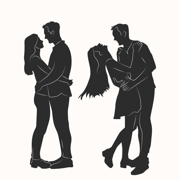 Ilustración de silueta de pareja dibujada a mano