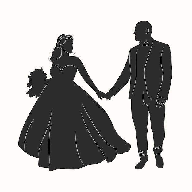 Ilustración de silueta de pareja dibujada a mano