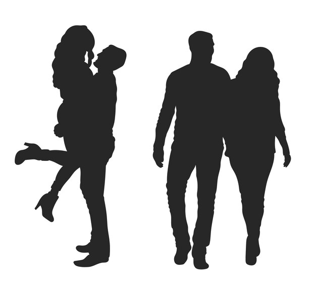 Ilustración de silueta de pareja dibujada a mano