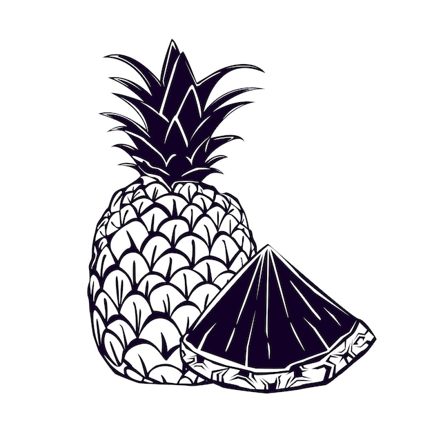 Ilustración de silueta de piña plana