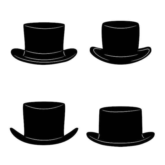 Ilustración de silueta de sombrero de copa dibujado a mano