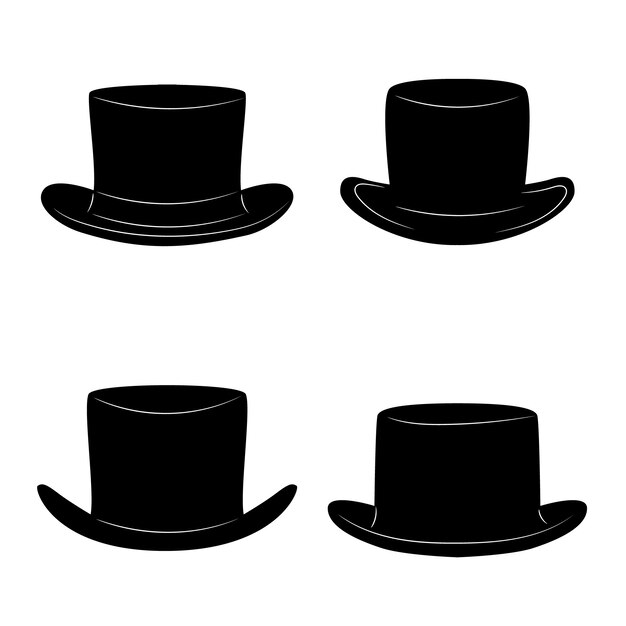 Ilustración de silueta de sombrero de copa dibujado a mano