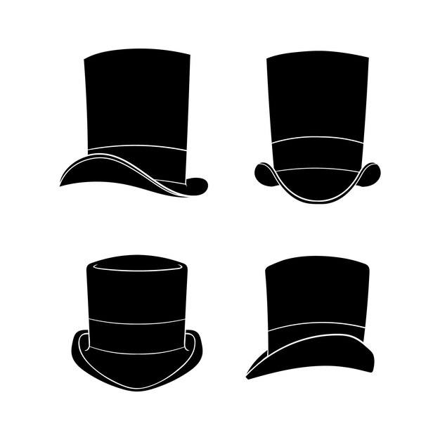 Ilustración de silueta de sombrero de copa dibujado a mano