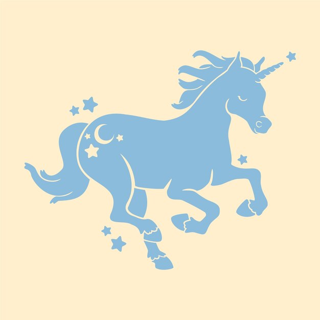 Ilustración de silueta de unicornio de diseño plano