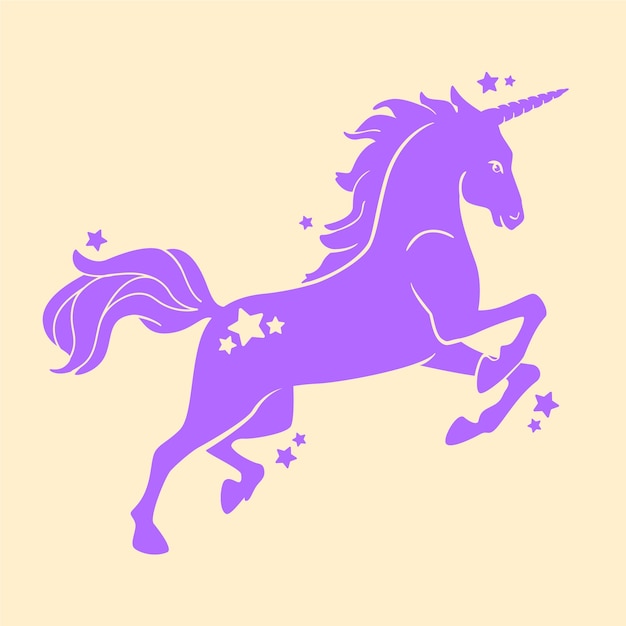 Ilustración de silueta de unicornio de diseño plano