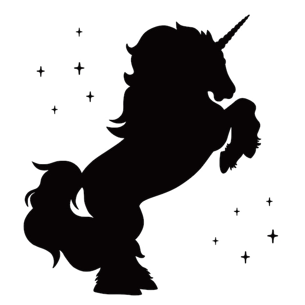 Ilustración de silueta de unicornio de diseño plano