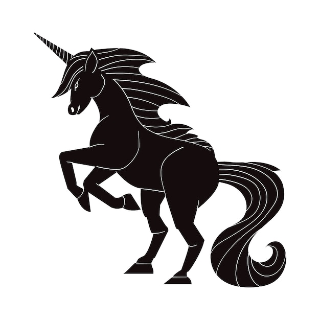 Ilustración de silueta de unicornio de diseño plano