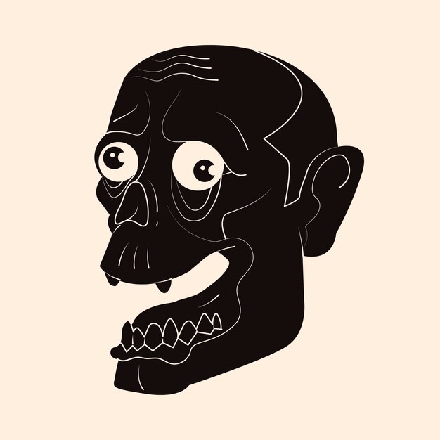 Ilustración de silueta de zombie dibujada a mano