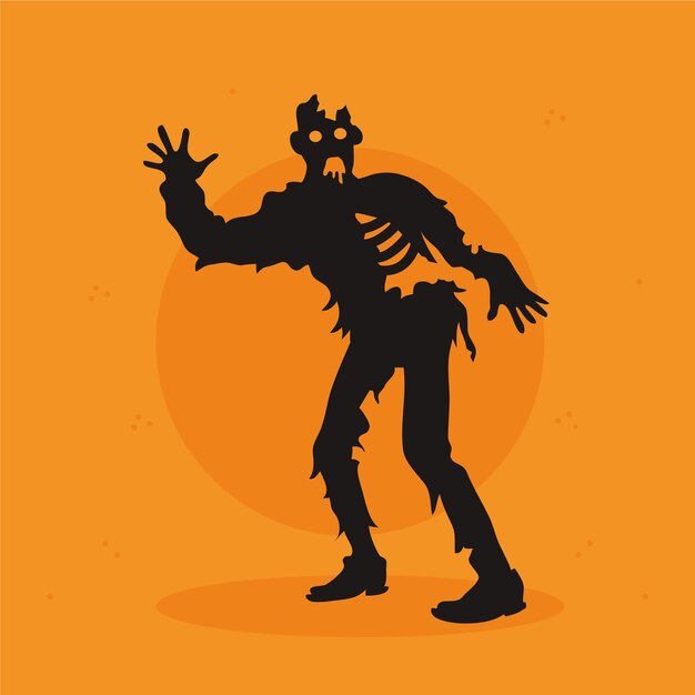 Ilustración de silueta de zombie dibujada a mano
