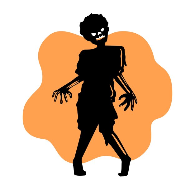 Ilustración de silueta de zombie dibujada a mano