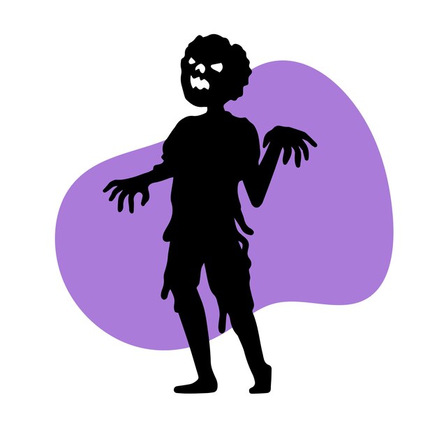 Ilustración de silueta de zombie dibujada a mano