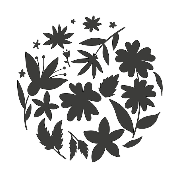 Vector gratuito ilustración de siluetas de flores dibujadas a mano