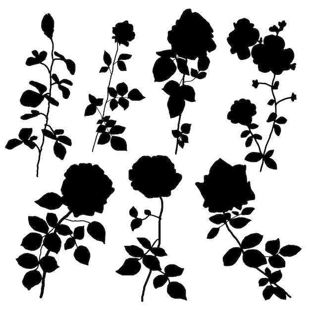 Ilustración de siluetas de flores dibujadas a mano