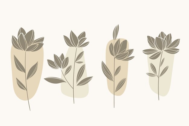 Ilustración de siluetas de flores dibujadas a mano