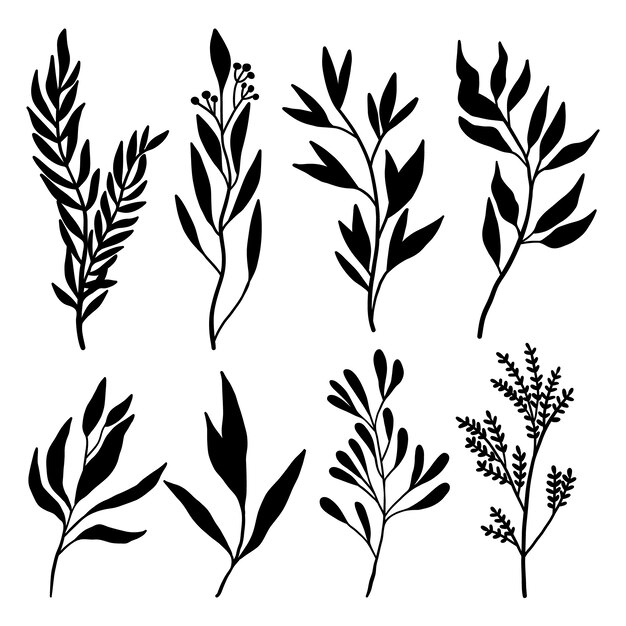Ilustración de siluetas de flores de diseño plano