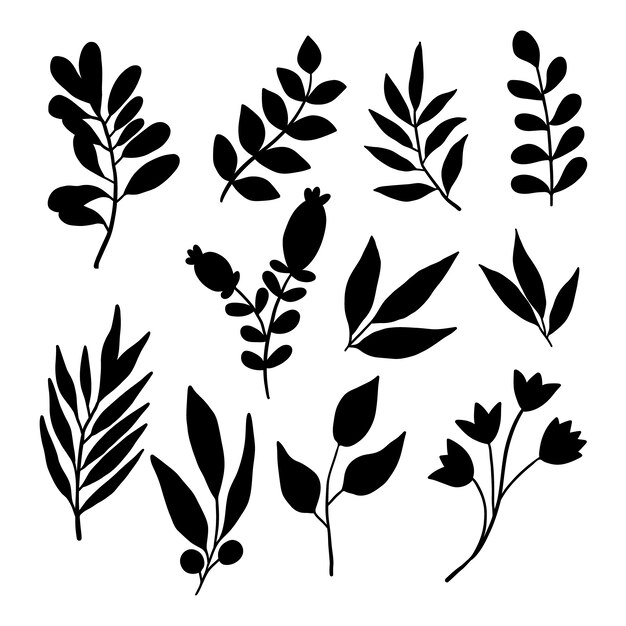 Ilustración de siluetas de flores de diseño plano