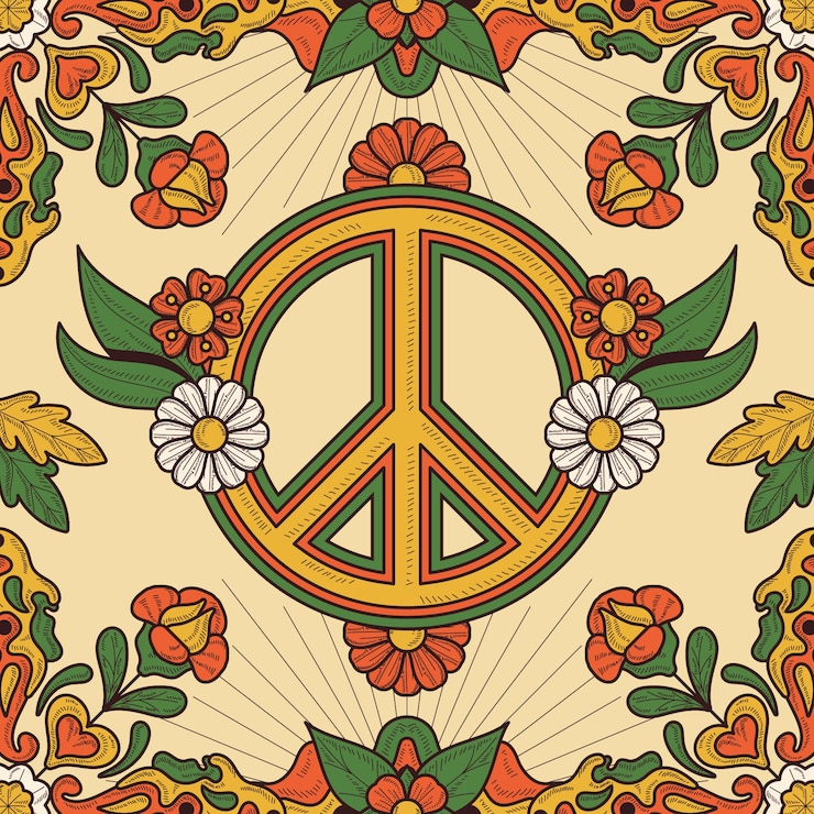 Vector gratuito ilustración de símbolo de paz retro dibujado a mano