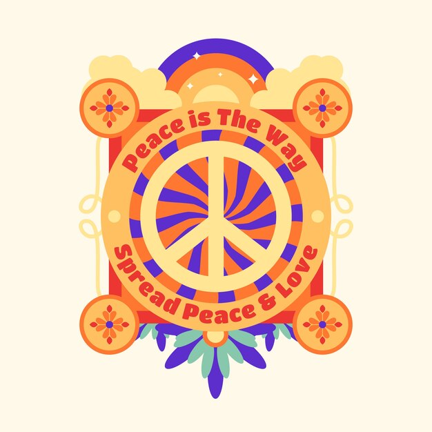 Ilustración de símbolo de paz retro dibujado a mano