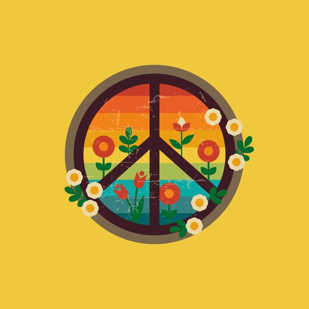 Ilustración de símbolo de paz retro dibujado a mano