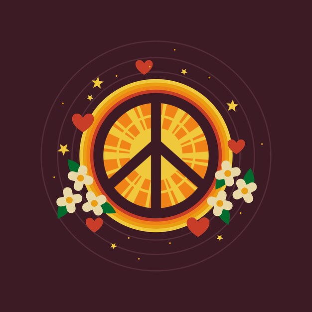 Ilustración de símbolo de paz retro dibujado a mano