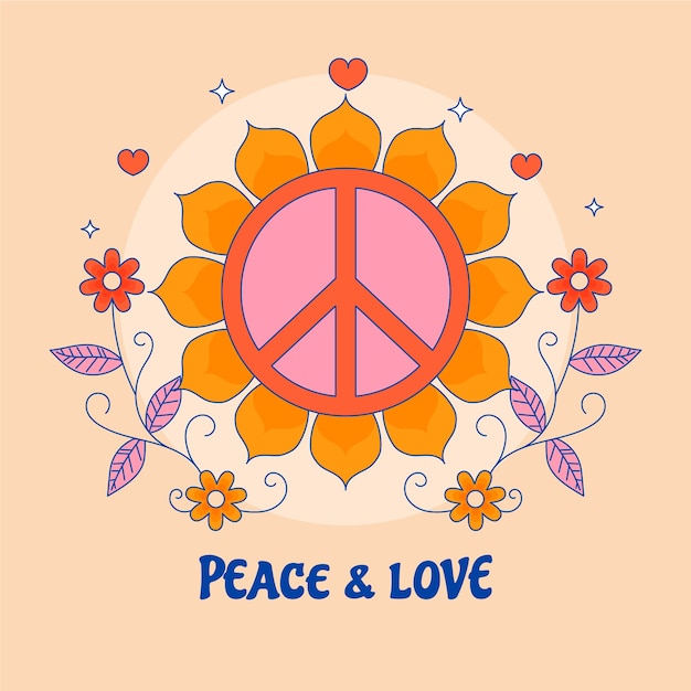 Ilustración de símbolo de paz retro dibujado a mano