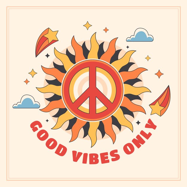 Ilustración de símbolo de paz retro dibujado a mano