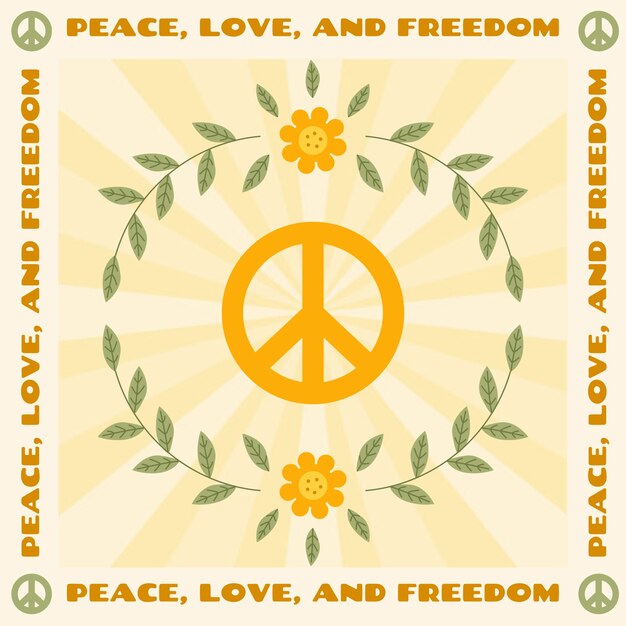 Ilustración de símbolo de paz retro dibujado a mano
