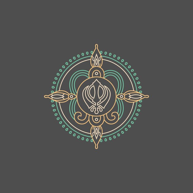 Ilustración del símbolo sikh dibujada a mano