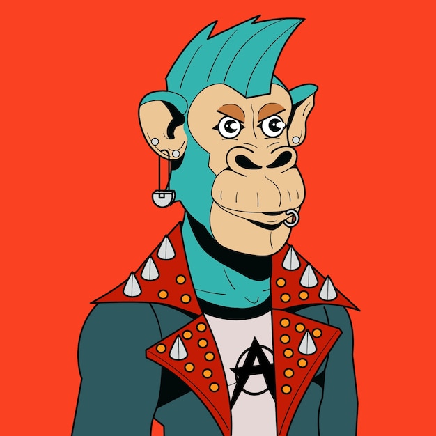 Ilustración de simio estilo nft dibujado a mano