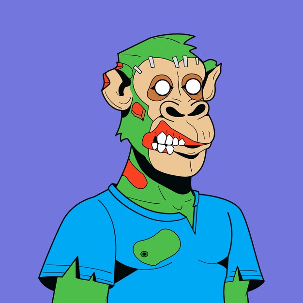 Ilustración de simio estilo nft dibujado a mano
