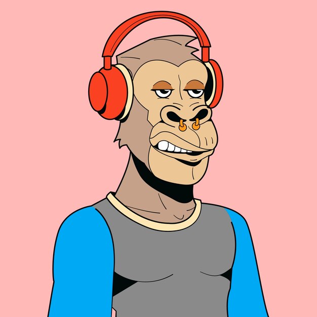 Ilustración de simio estilo nft dibujado a mano