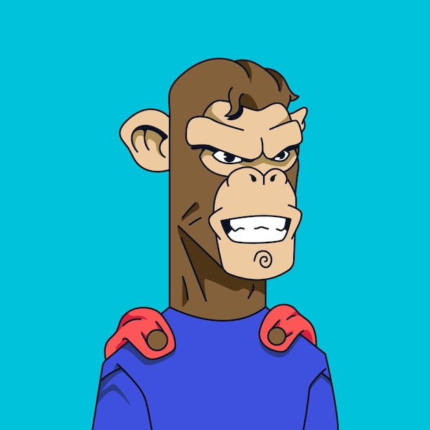 Ilustración de simio estilo nft dibujado a mano