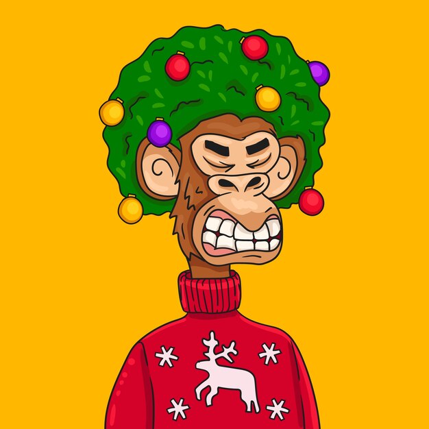 Ilustración de simio estilo nft dibujado a mano