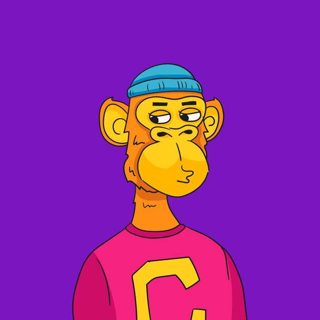 Ilustración de simio estilo nft dibujado a mano
