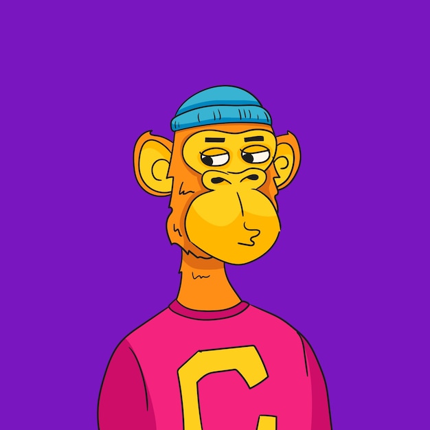 Ilustración de simio estilo nft dibujado a mano