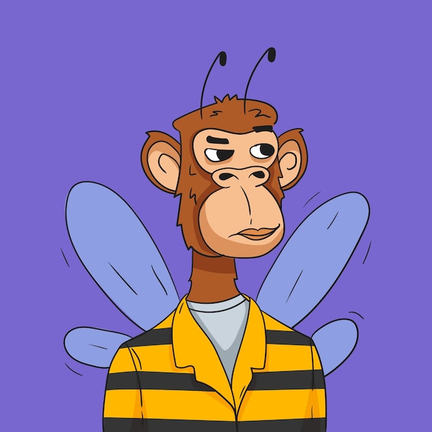 Ilustración de simio estilo nft dibujado a mano