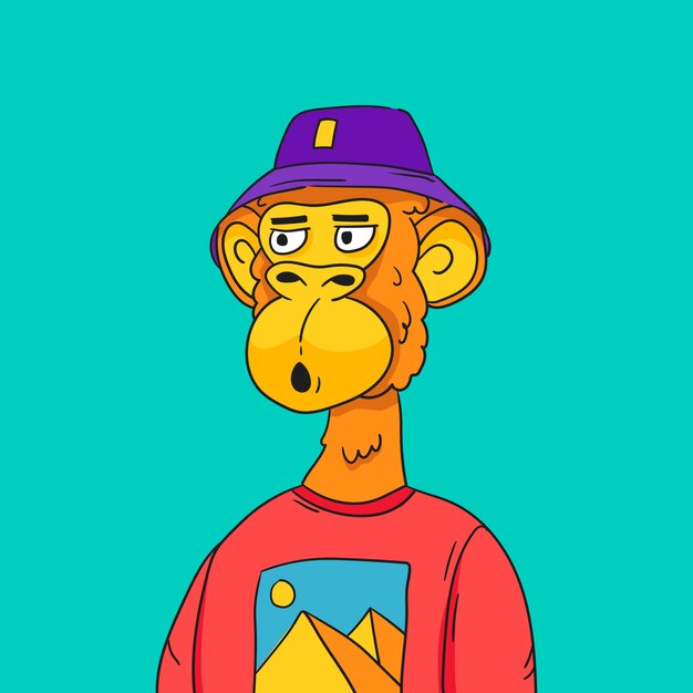 Ilustración de simio estilo nft dibujado a mano