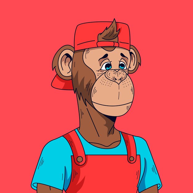 Ilustración de simio estilo nft dibujado a mano