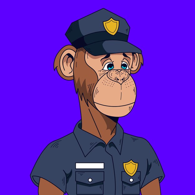 Ilustración de simio estilo nft dibujado a mano