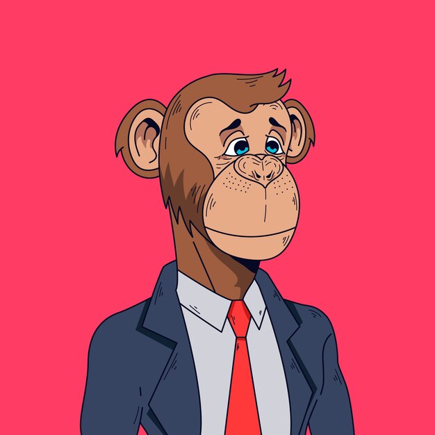 Ilustración de simio estilo nft dibujado a mano