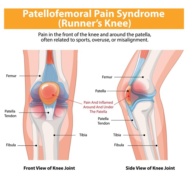 Ilustración del síndrome de dolor patelofemoral