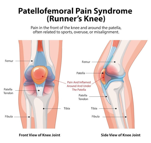 Ilustración del síndrome de dolor patelofemoral