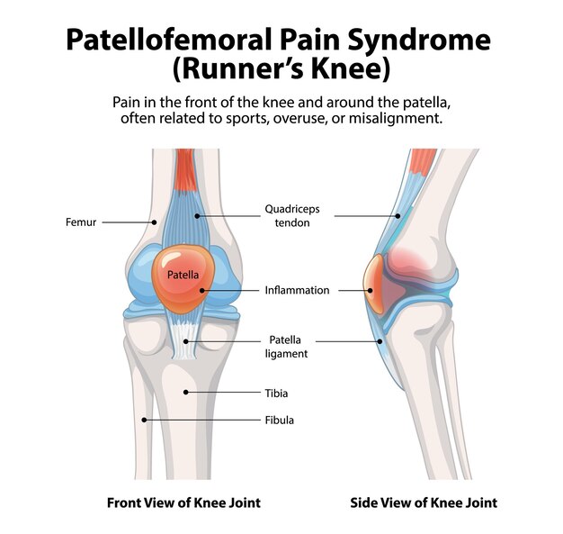 Ilustración del síndrome de dolor patelofemoral